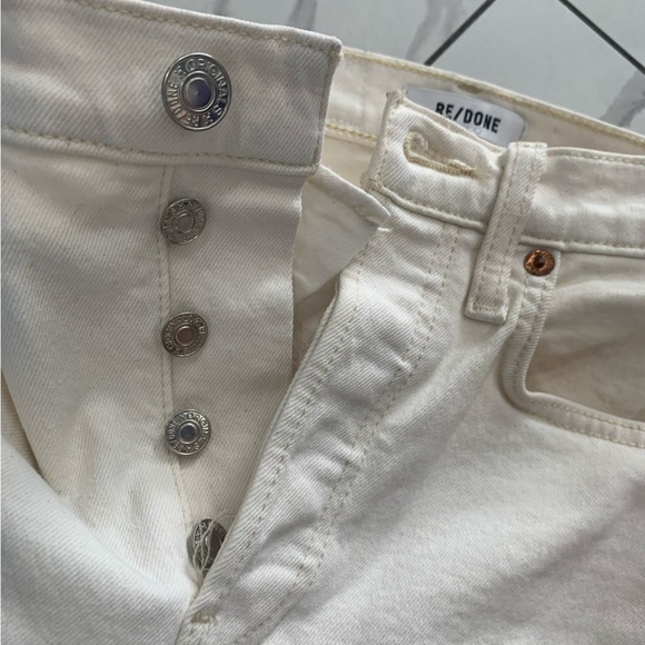 RE/DONE Stove Pipe Jeans  24  Women High Rise Straight Vintage White Crop Jeans - Picture 10 of 14